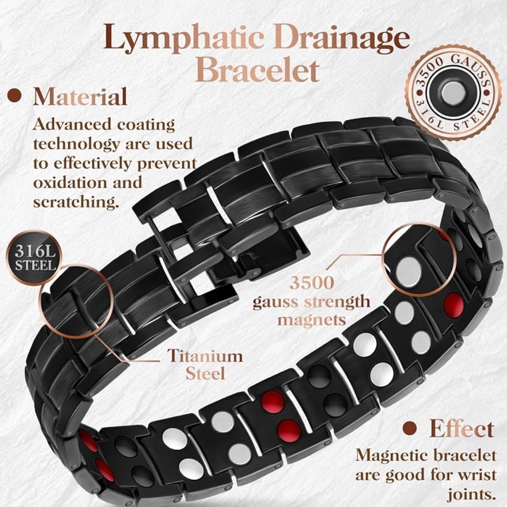 Magnetic Lymphatic Drainage Bracelet - Black